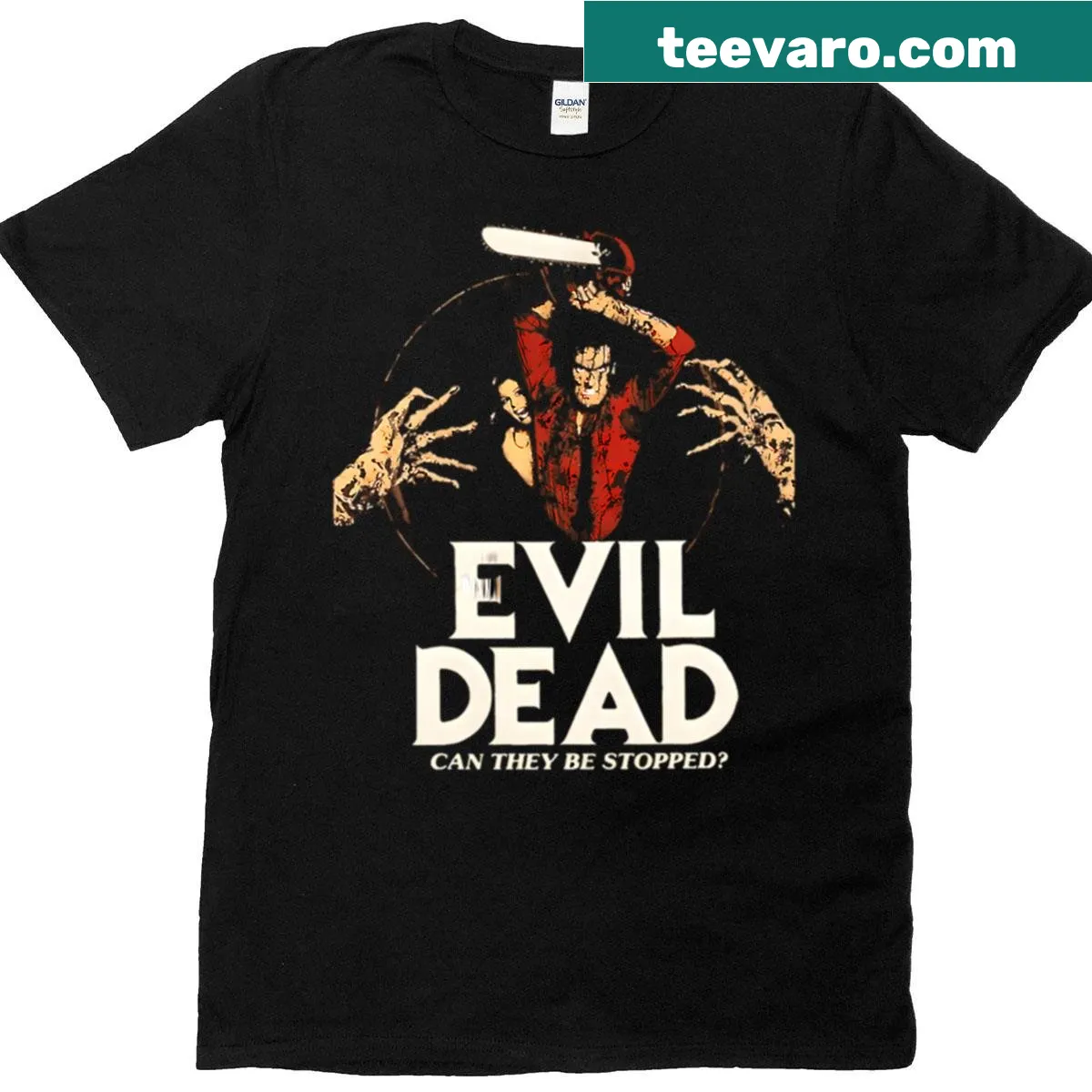 Vintage horror movie graphic t-shirt for Halloween lovers — on a men's t-shirt