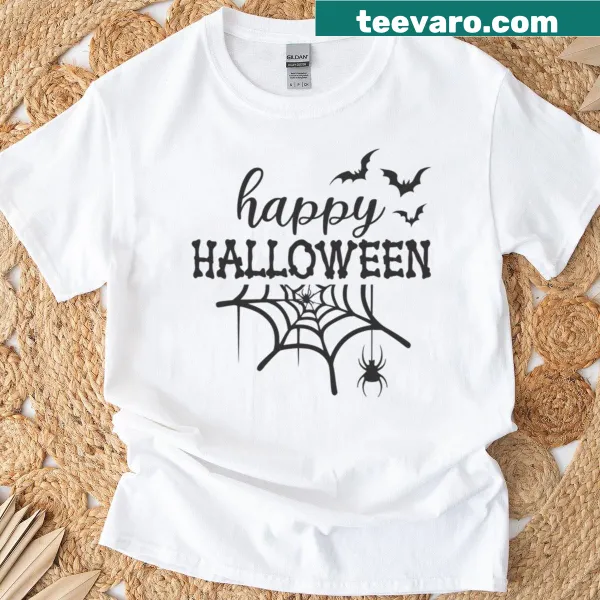 Happy Halloween T-shirt with festive lettering and graphics