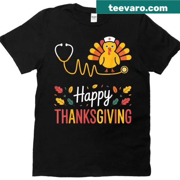 Thanksgiving-themed graphic with nurse and turkey illustration