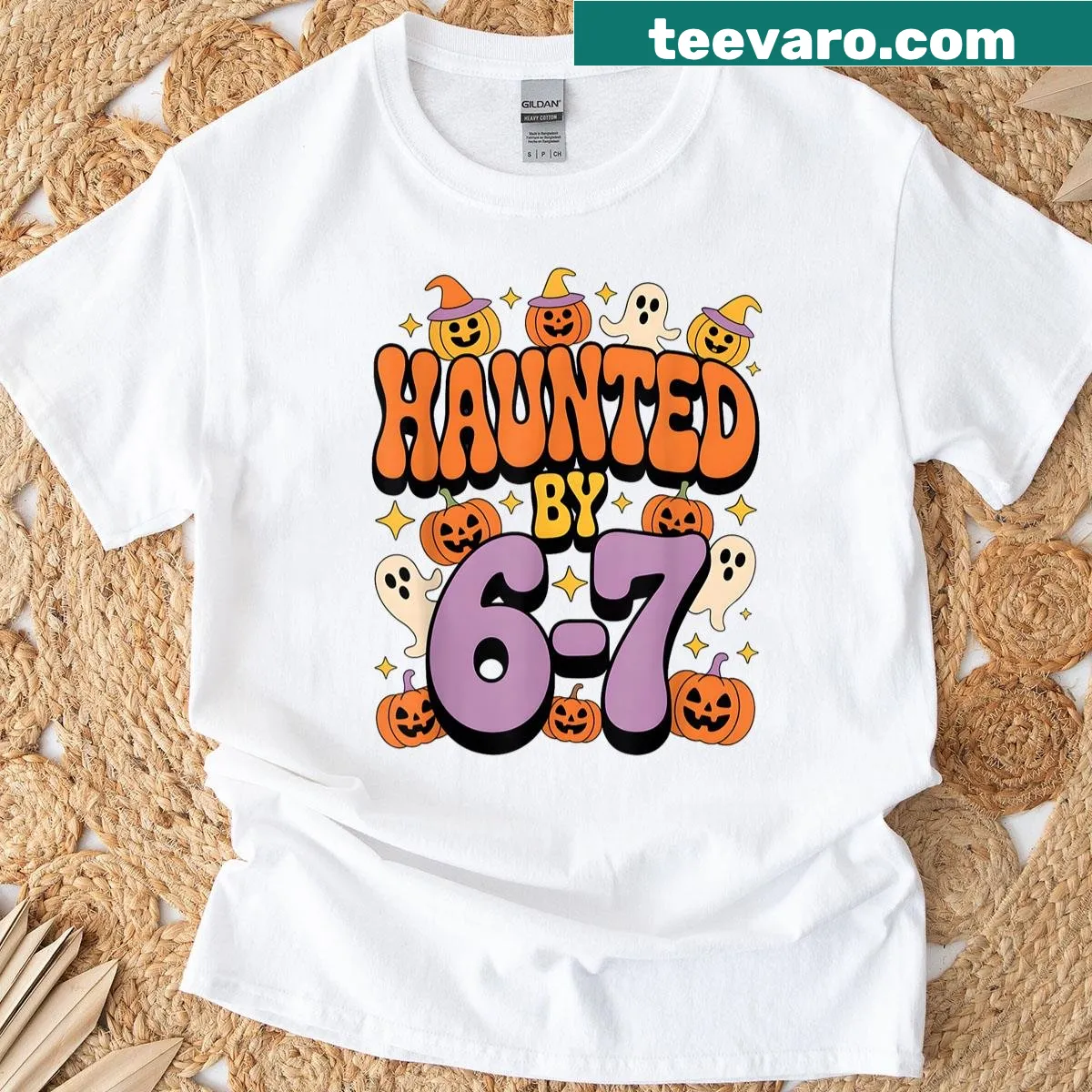 Funny Halloween t-shirt with cartoon ghosts and humorous meme design — on a men's t-shirt