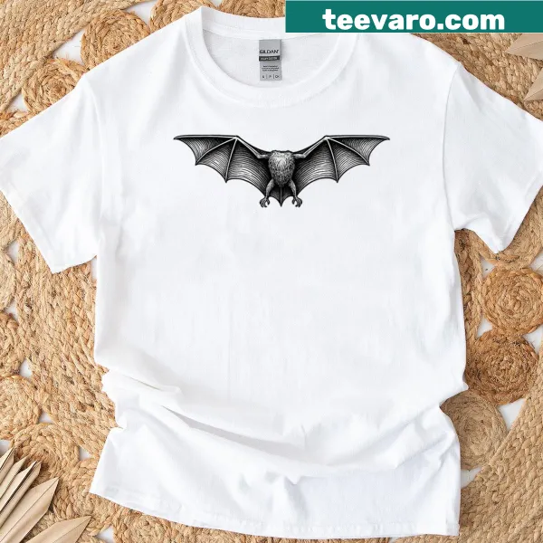 Cartoon-style T-shirt featuring a headless bat with wings