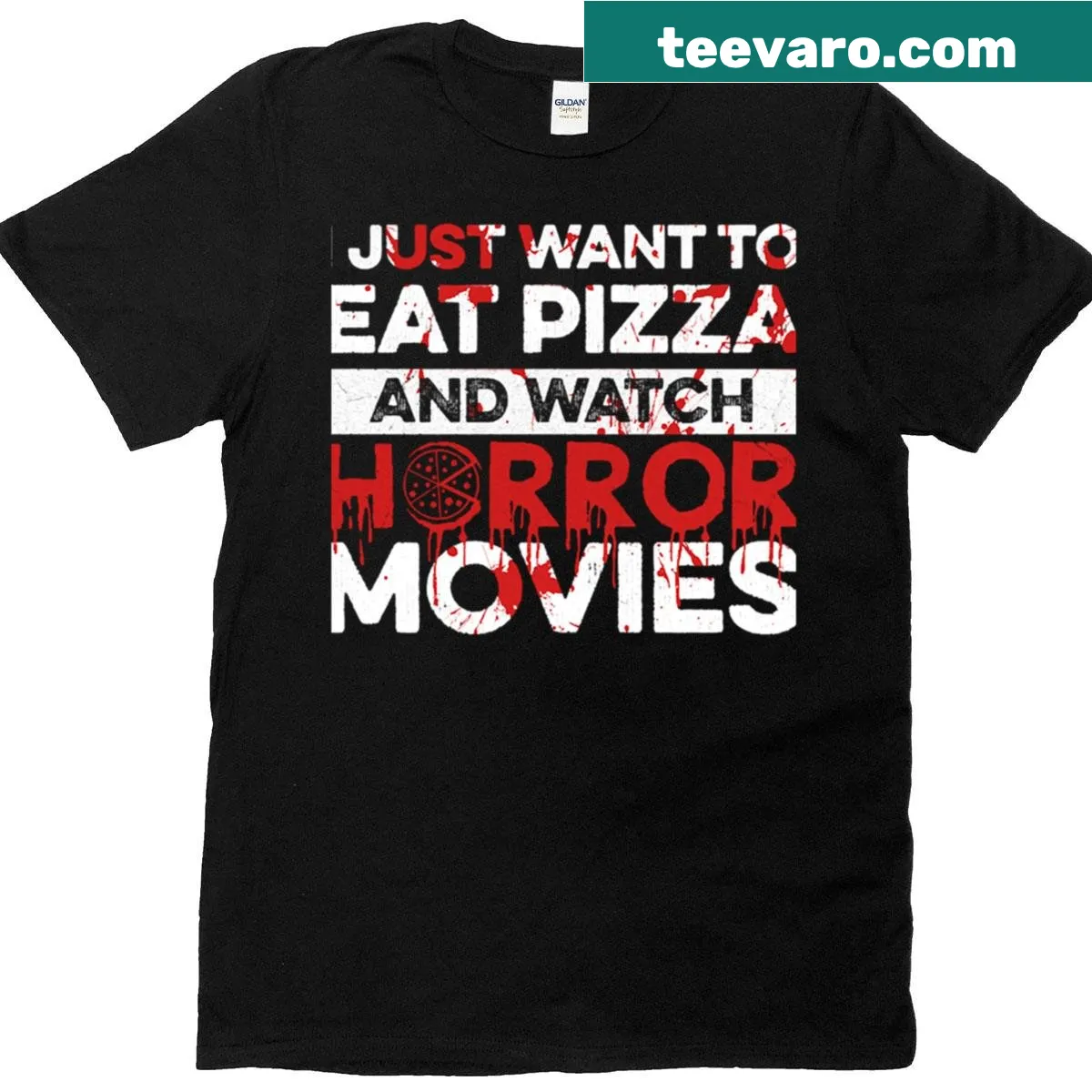 Oversized t-shirt with a quote for horror movie lovers. — on a men's t-shirt