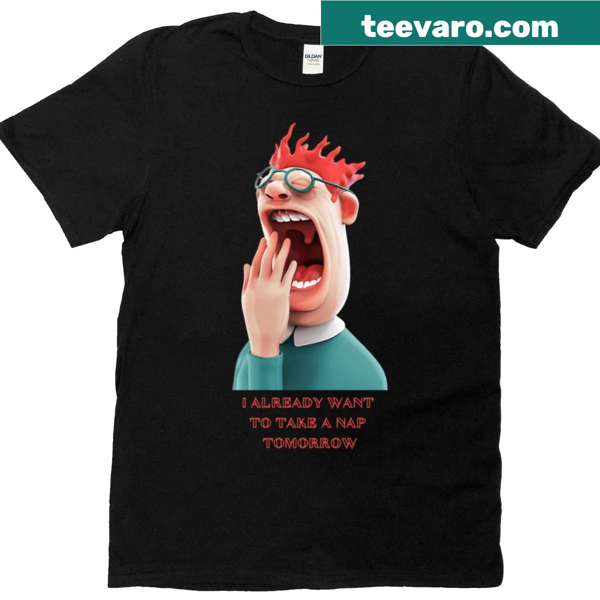 Lighthearted t-shirt featuring a humorous napping slogan — on a men's t-shirt