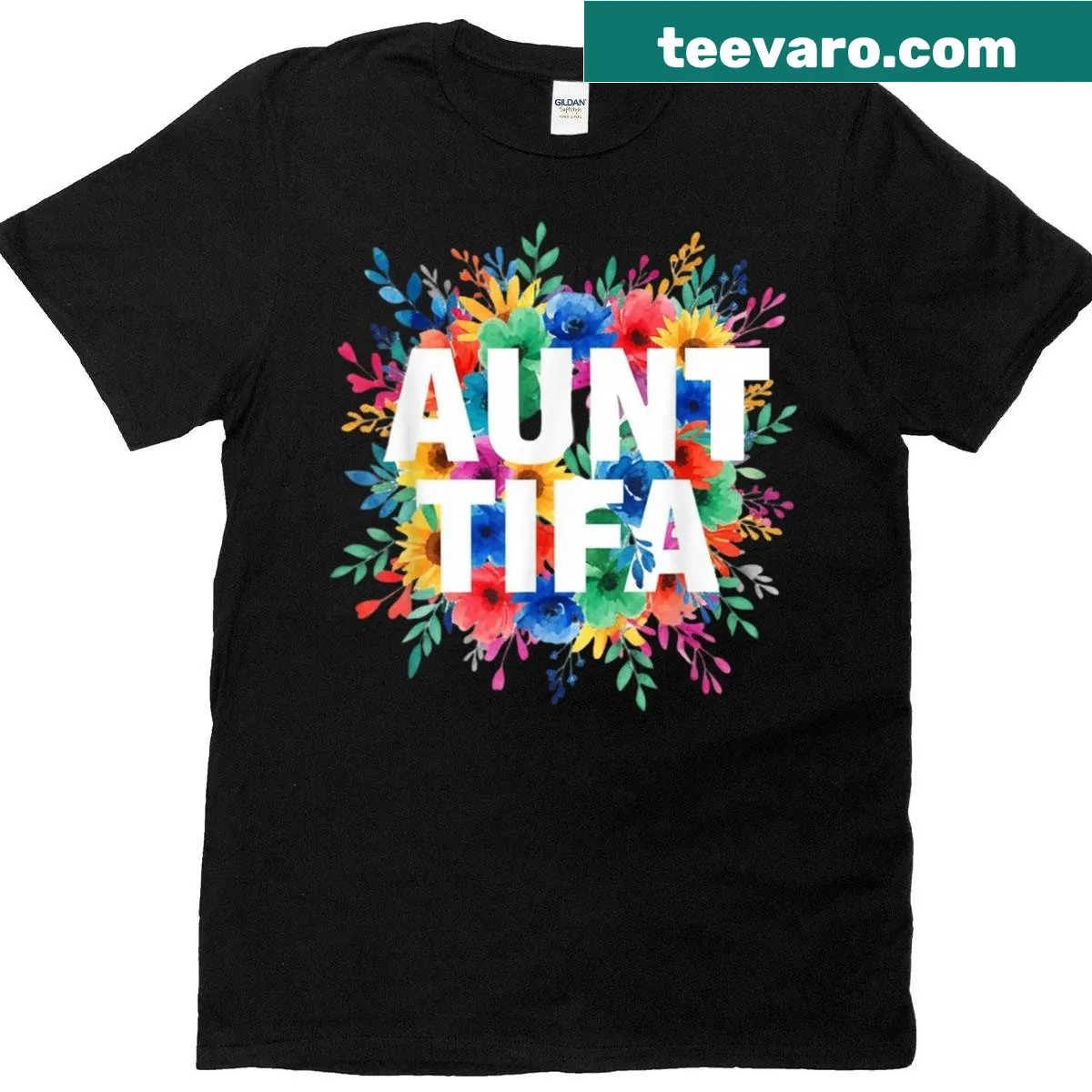 T-shirt for Aunt Tifa with a wildflower design and playful text — on a men's t-shirt