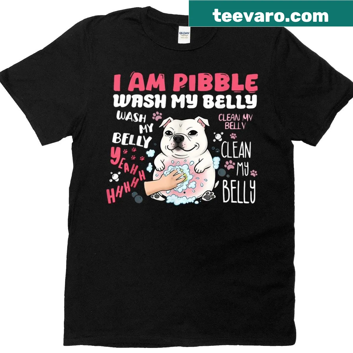 Funny dog-themed t-shirt with a humorous pitbull graphic — on a men's t-shirt