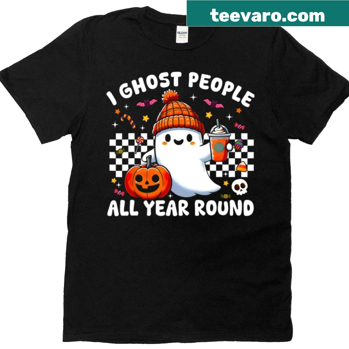 Retro funny ghosting-themed Halloween T-shirt for all ages — on a men's t-shirt
