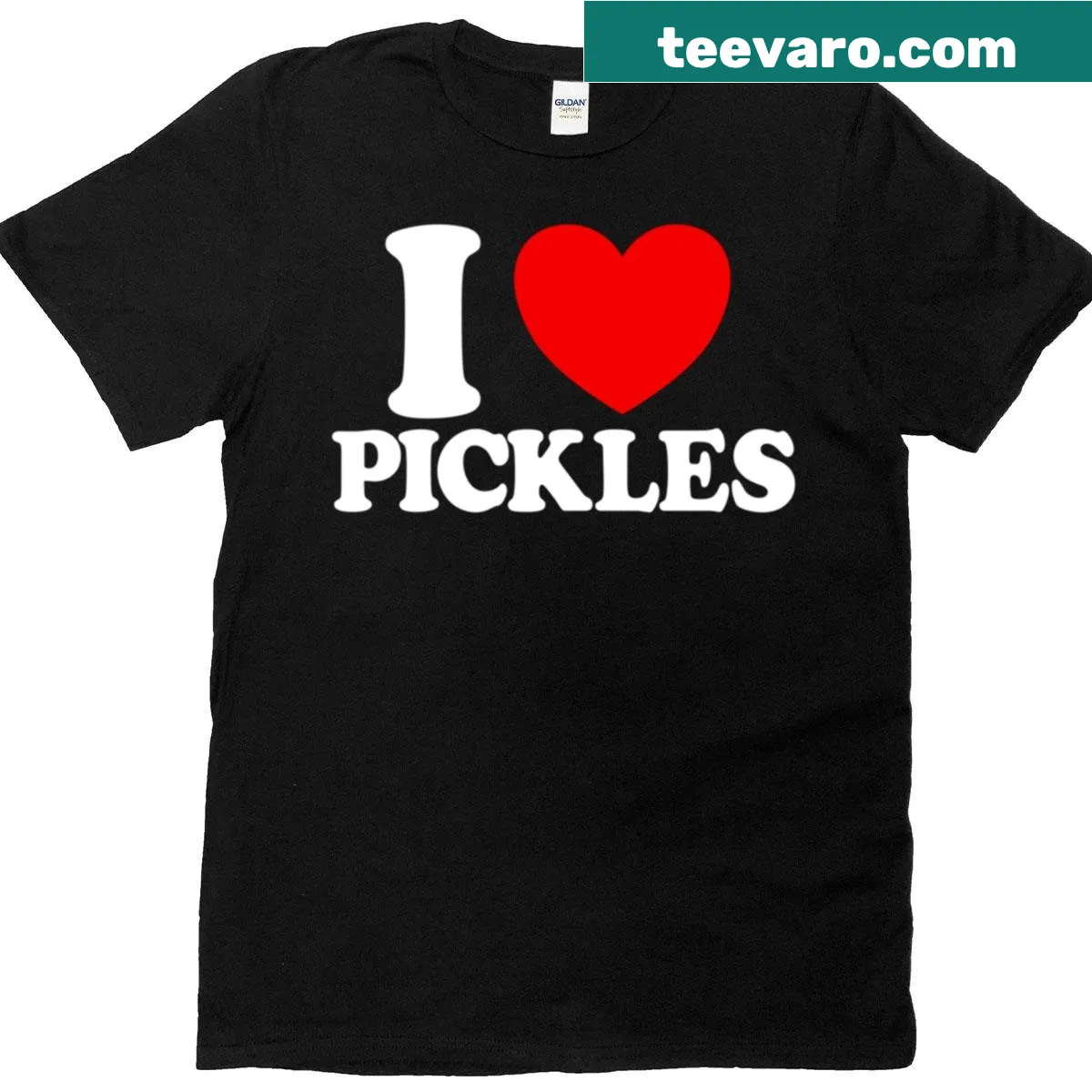 Graphic t-shirt with the phrase I Heart Pickles — on a men's t-shirt