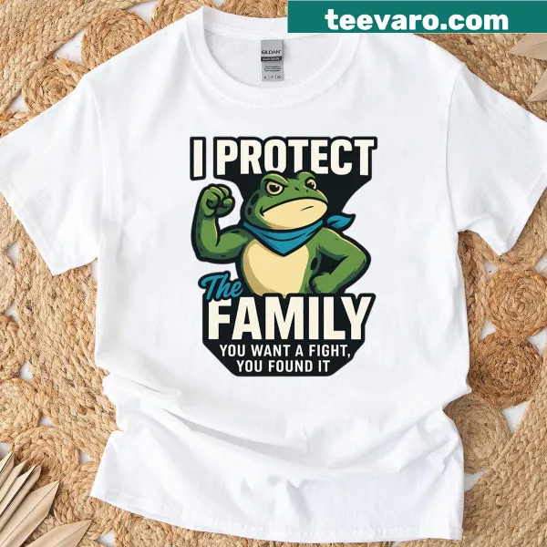 Cute illustrated frog wearing a cape, showcasing family protection theme.