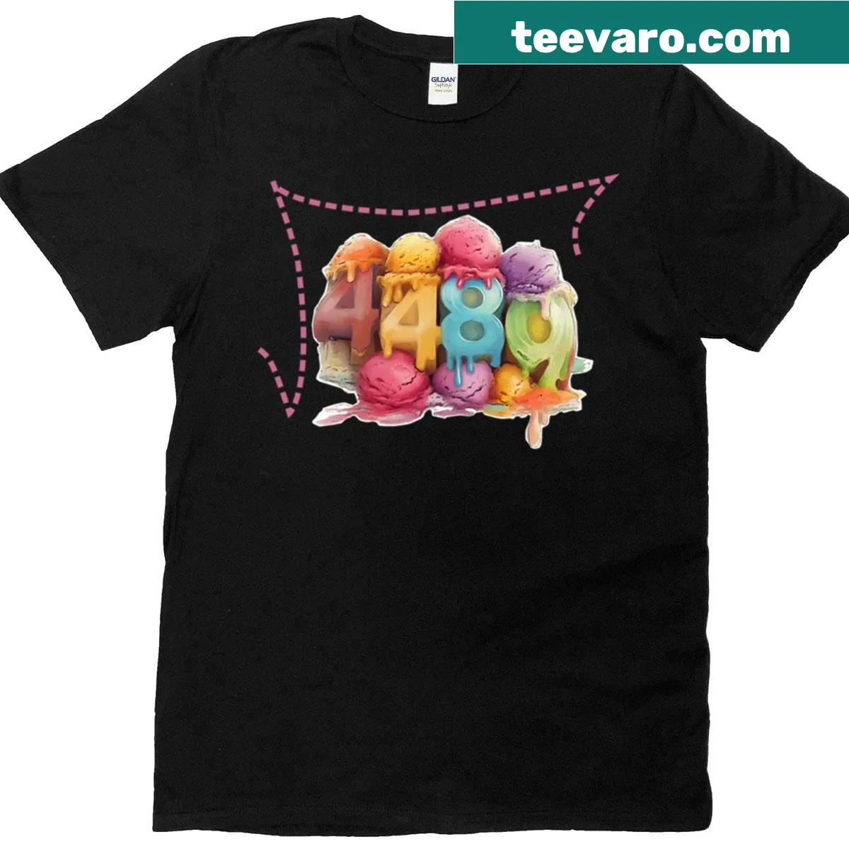 Whimsical ice cream drip t-shirt with playful graphics — on a men's t-shirt