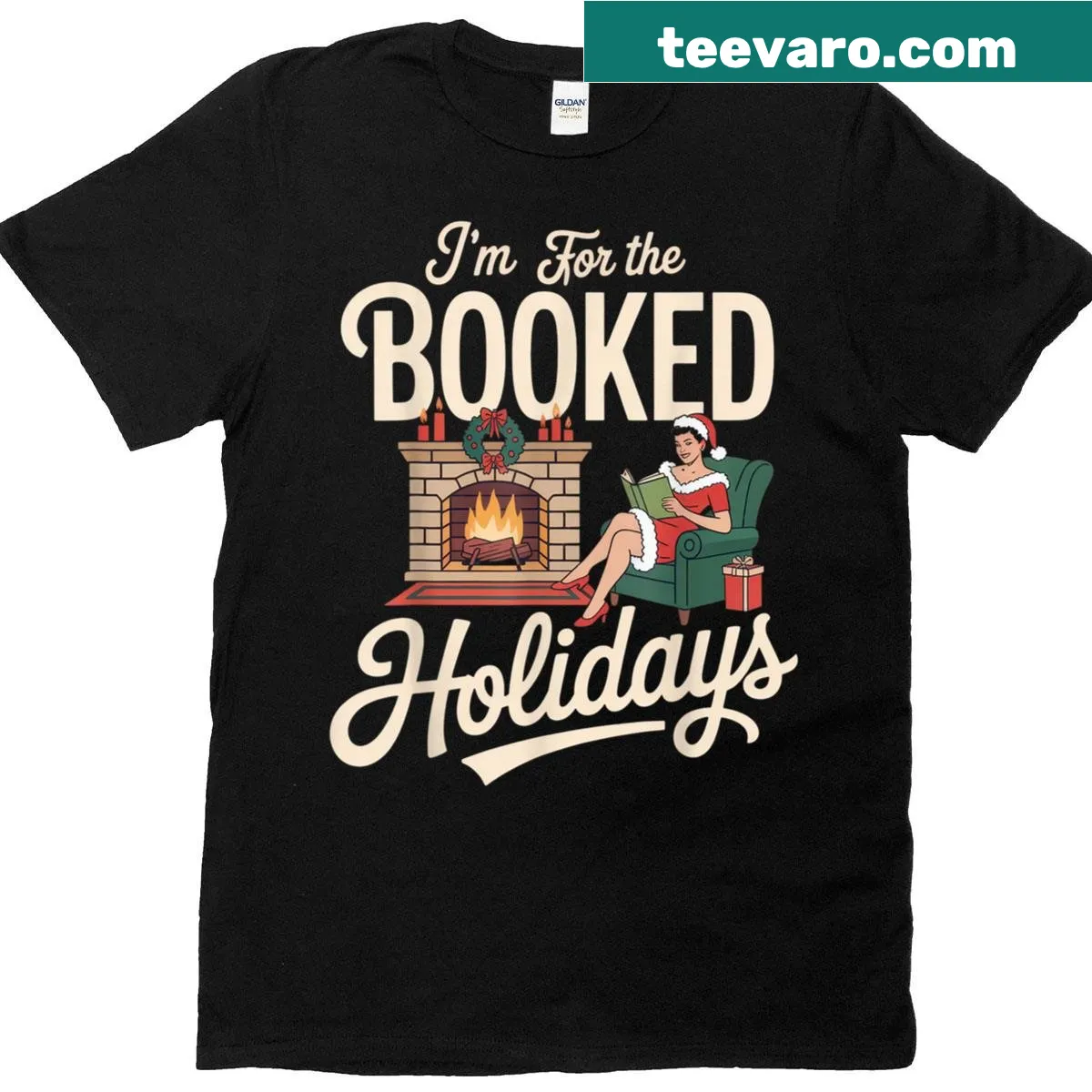 Holiday-themed tee with 'I'm For The Booked Holidays' text — on a men's t-shirt