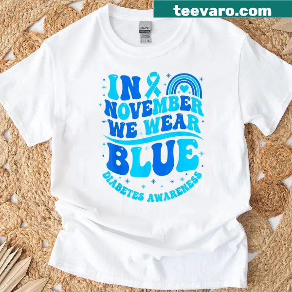 Diabetes awareness ribbon design on a T-shirt for November