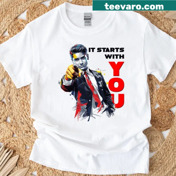 Inspirational It Starts With You t-shirt with bold typography