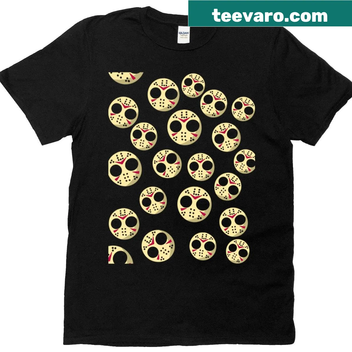 Oversized T-shirt featuring Jason Voorhees mask graphic — on a men's t-shirt