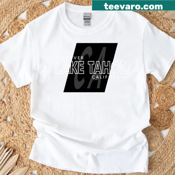 Illustrated Lake Tahoe graphic on a performance t-shirt