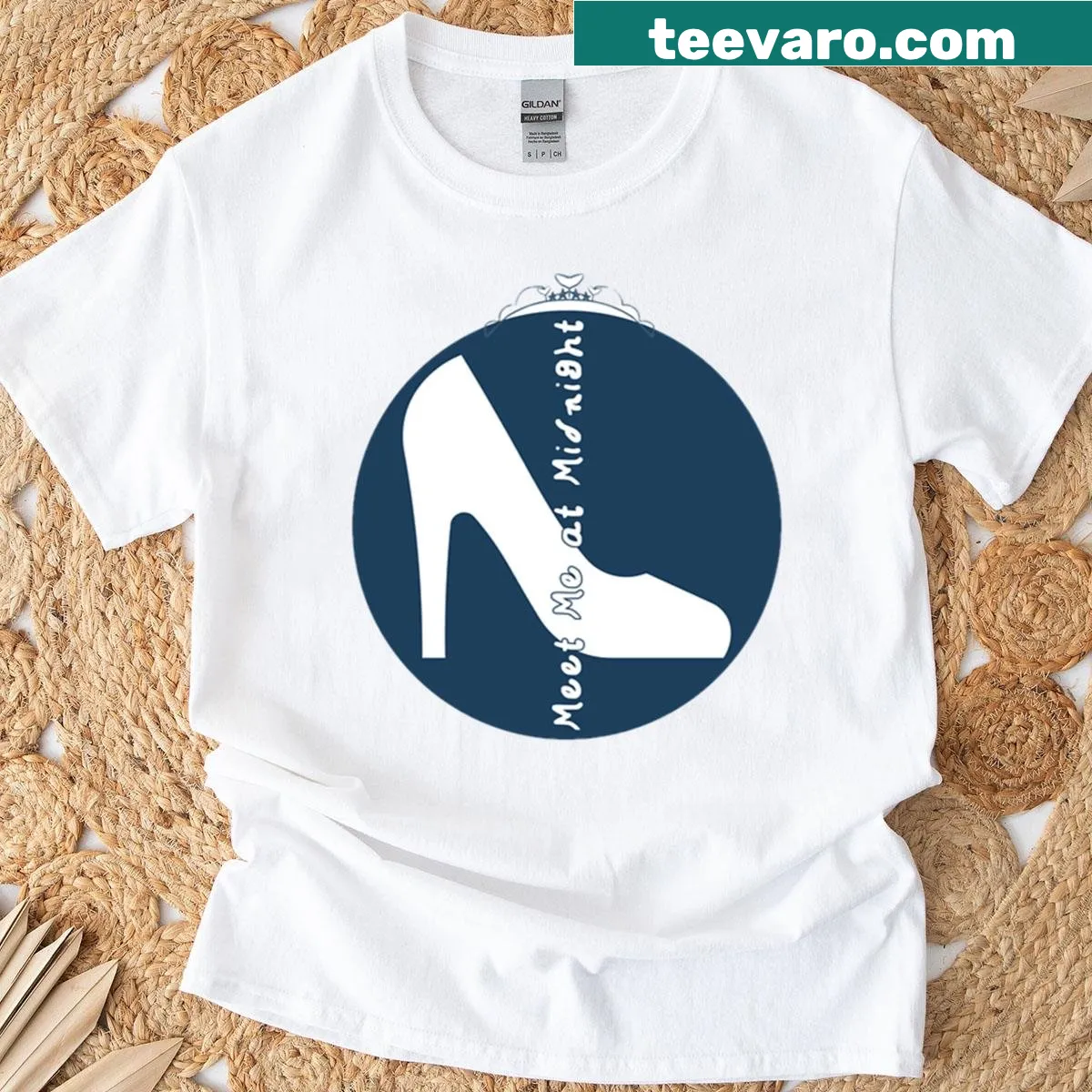 Whimsical t-shirt featuring Cinderella's clock at midnight. — on a men's t-shirt