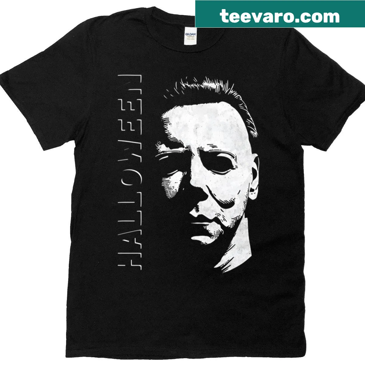 Vintage distressed Michael Myers Halloween T-shirt design — on a men's t-shirt