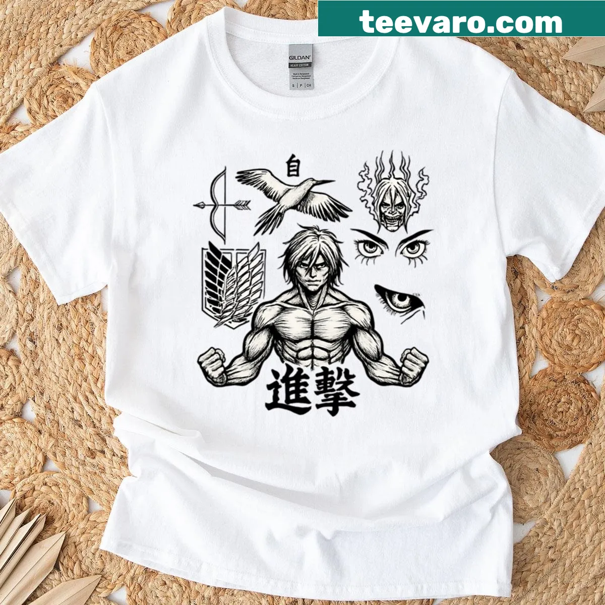 Sketch of a muscular titan shifter on a fantasy-themed t-shirt — on a men's t-shirt