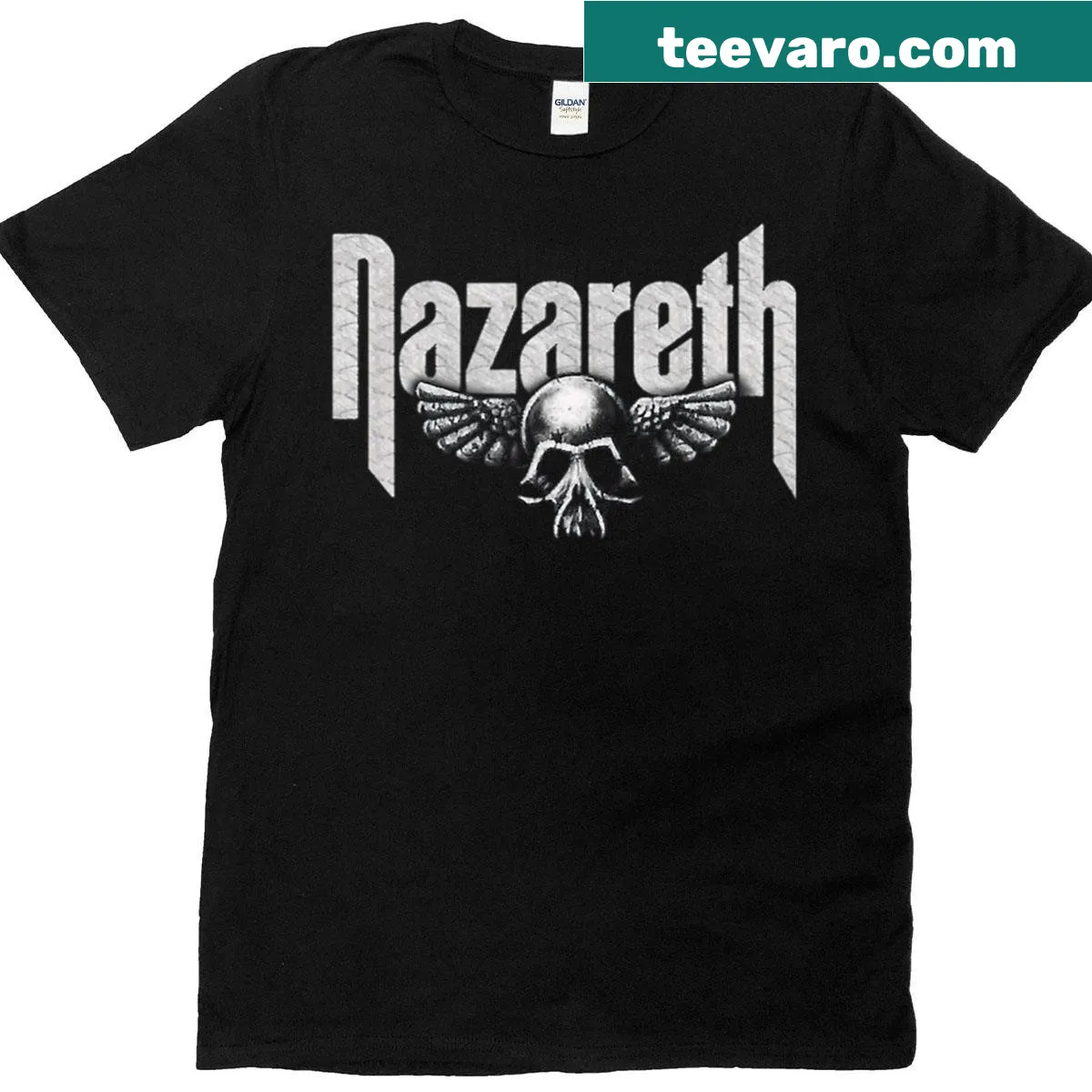 Retro music-themed T-shirt with punk and rock band lyrics — on a men's t-shirt