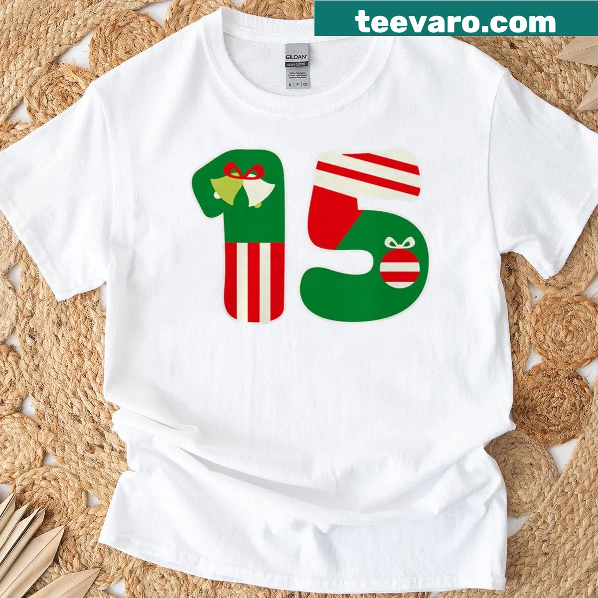 Funny Number 15 Christmas birthday t-shirt with humorous typography — on a men's t-shirt