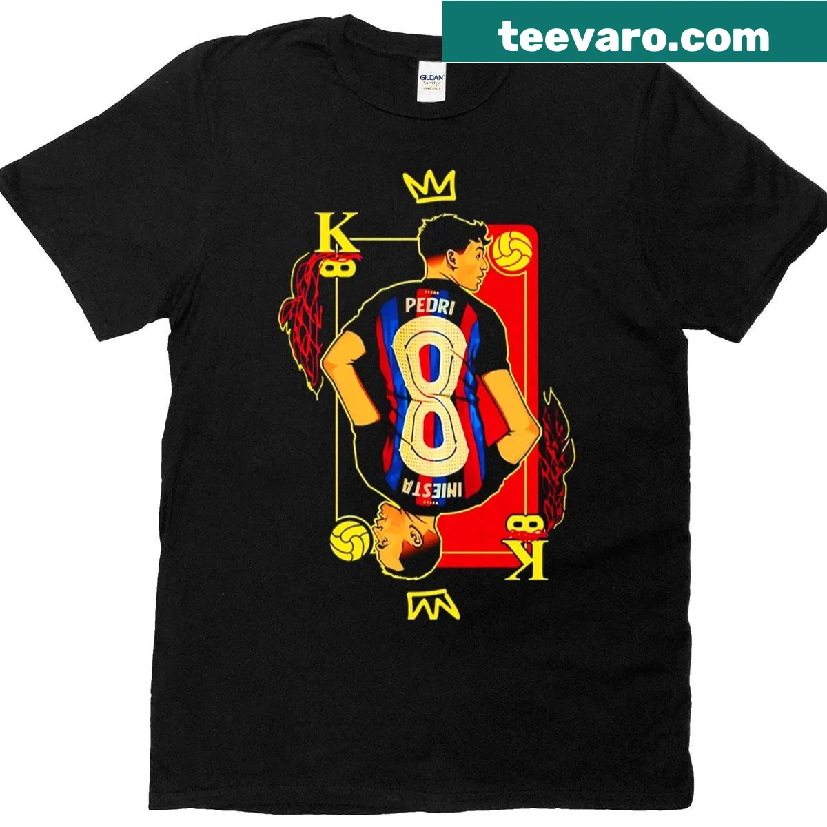 Minimalist vintage-style Pedri 8 Barcelona T-shirt — on a men's t-shirt