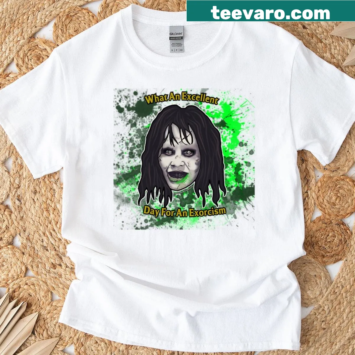Oversized t-shirt featuring an illustration of a possessed girl by Creativeukcreations — on a men's t-shirt