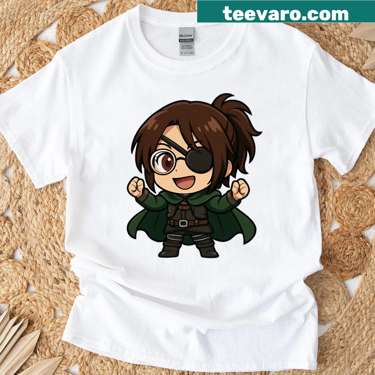 Chibi Potato Girl graphic T-shirt with playful cartoon design — on a men's t-shirt