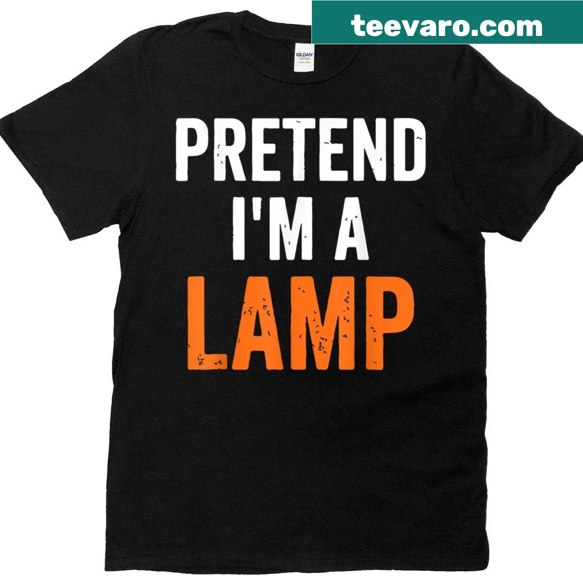 Funny t-shirt with 'Pretend I'm A Lamp' for Halloween — on a men's t-shirt