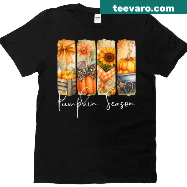 Illustrated pumpkin design celebrating autumn season on a T-shirt