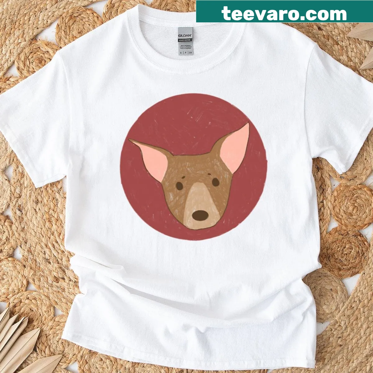 T-shirt featuring an illustration of a Rat Terrier dog — on a men's t-shirt
