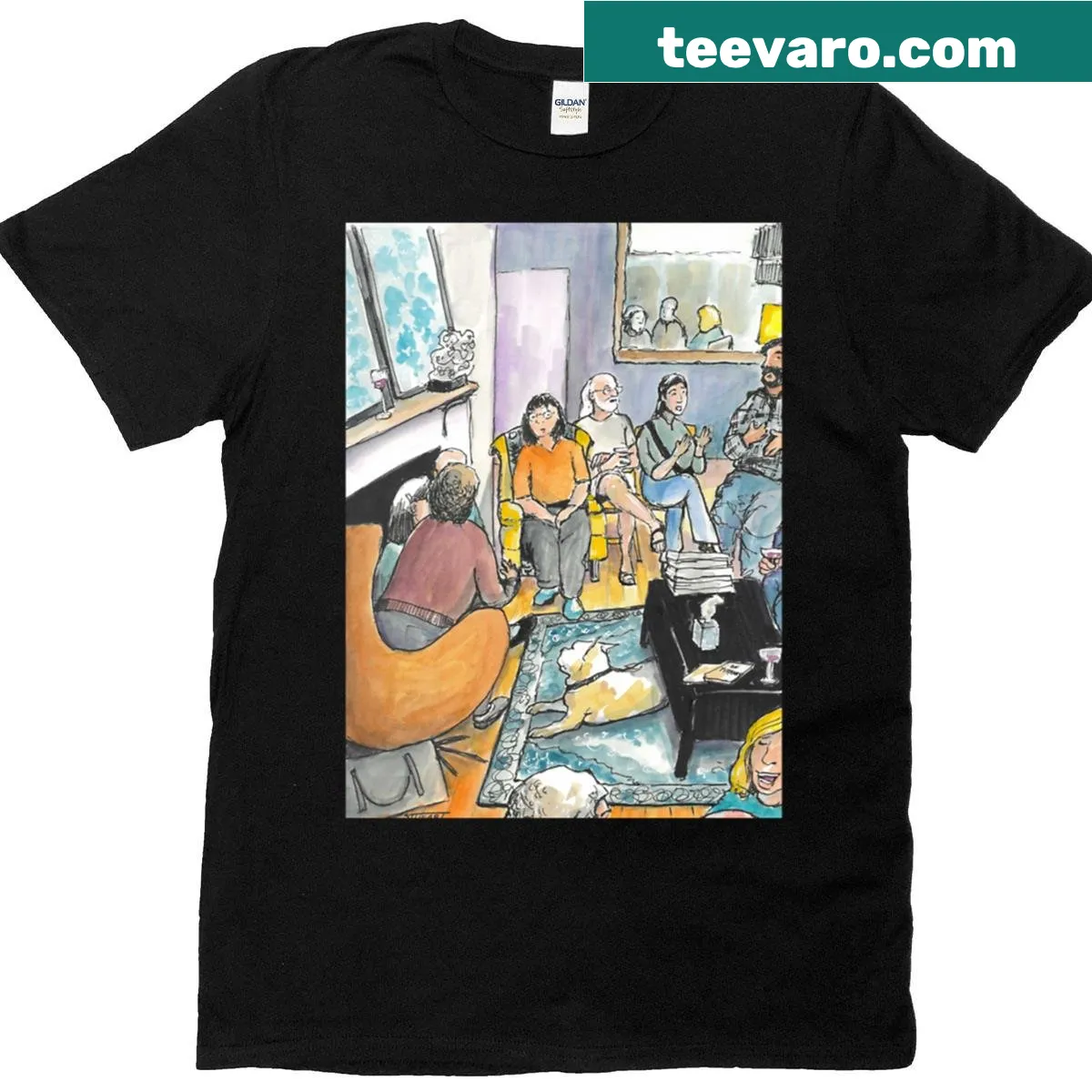 Text-based design saying 'Revolution Begins At Home' on a t-shirt — on a men's t-shirt