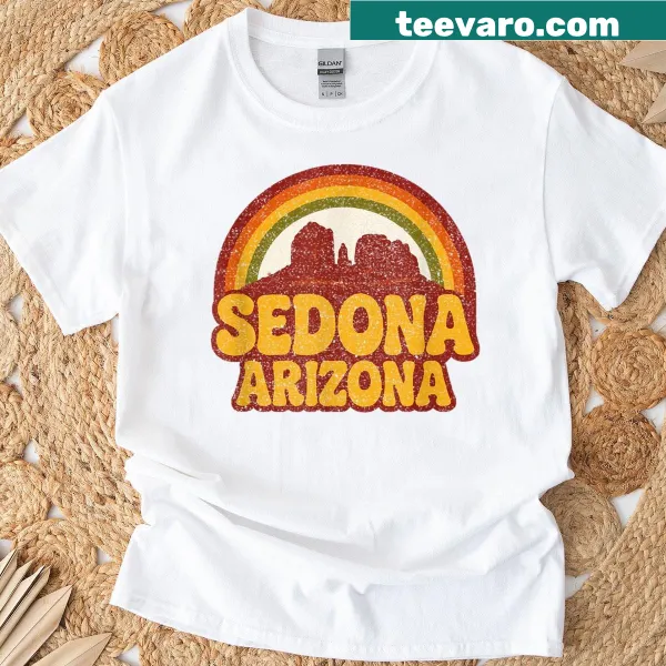 Retro Souvenir Sedona Arizona hiking graphic on a t-shirt