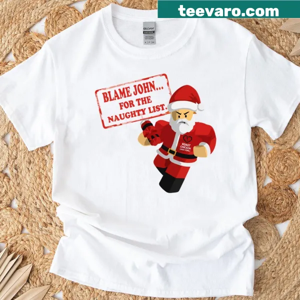 Funny Christmas t-shirt featuring cartoon Santa