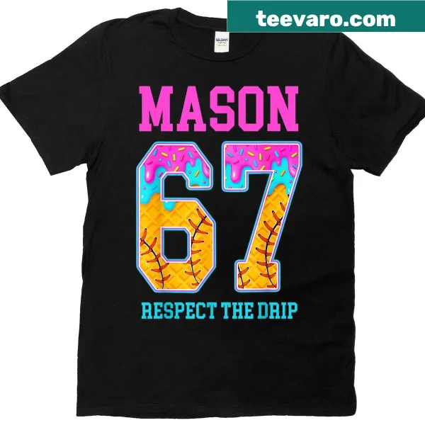 Ice cream drip baseball design featuring the number 67
