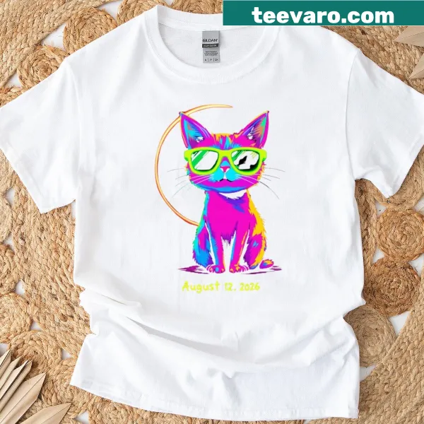 Cat in solar eclipse glasses t-shirt design