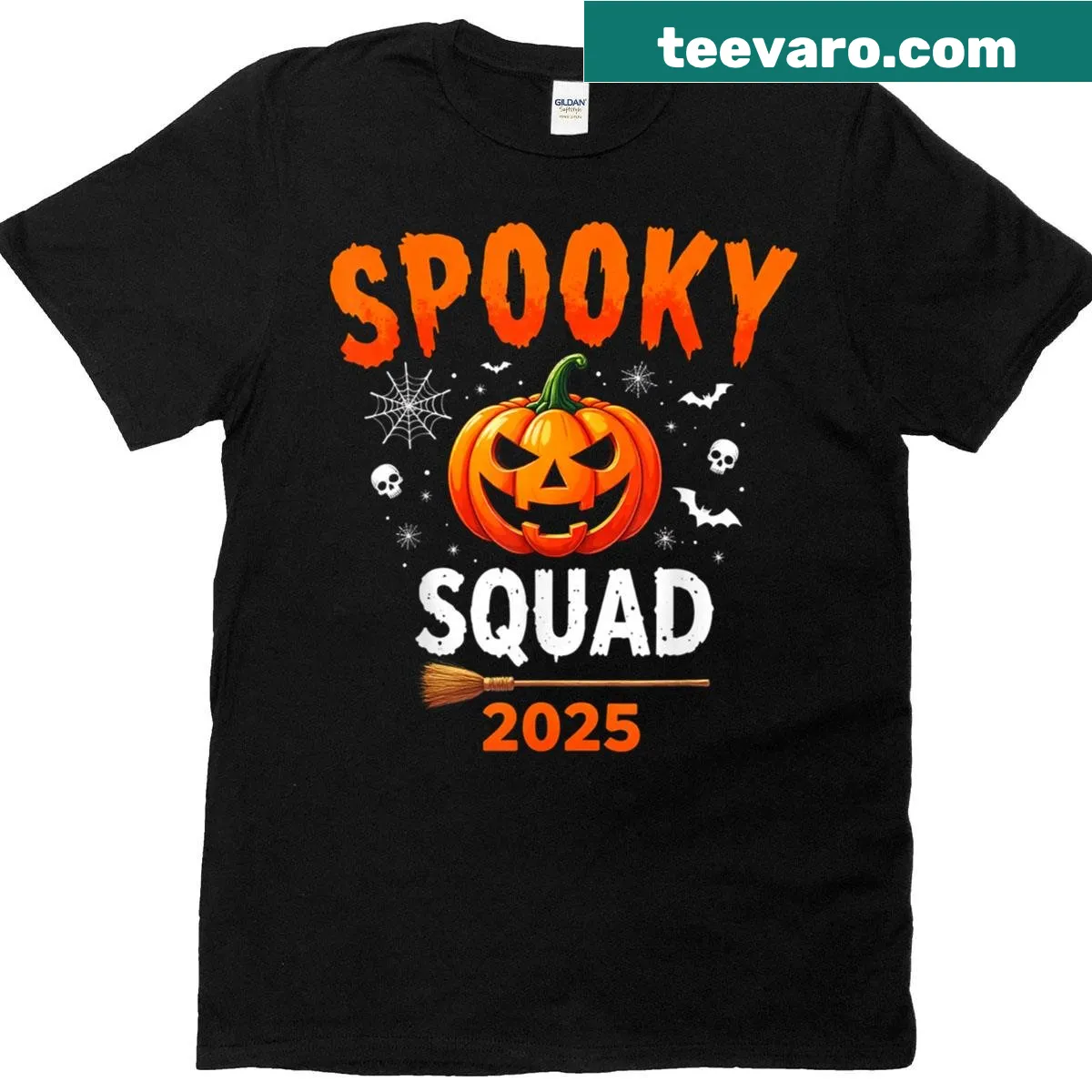 Matching family pumpkin graphic for Halloween — on a men's t-shirt