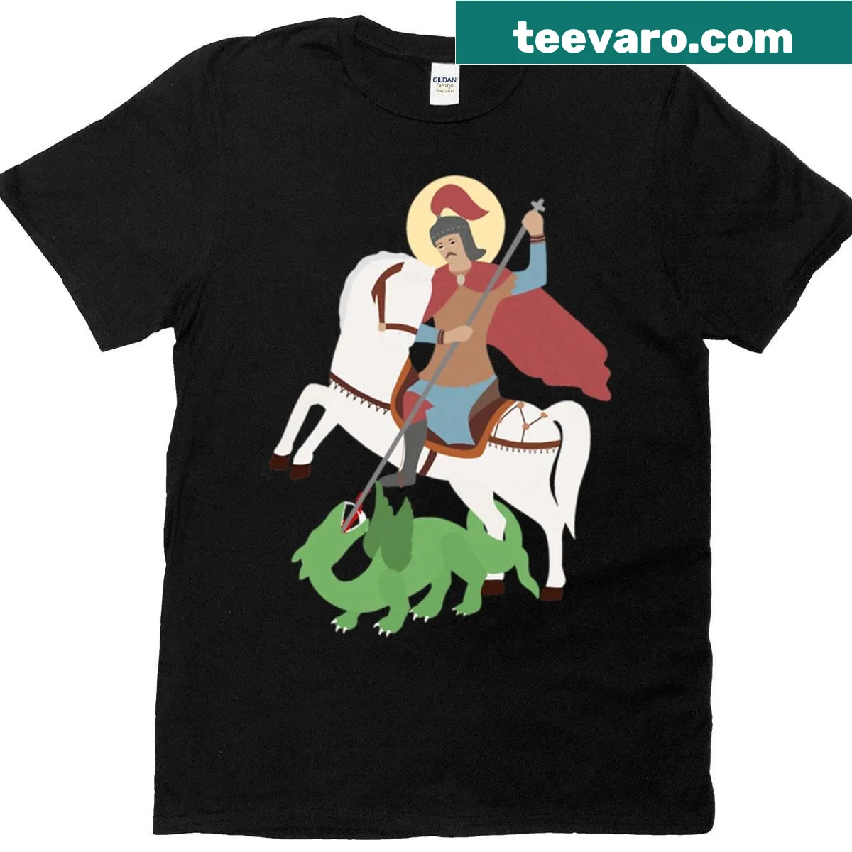 Emblematic St. George t-shirt celebrating bravery and valor — on a men's t-shirt