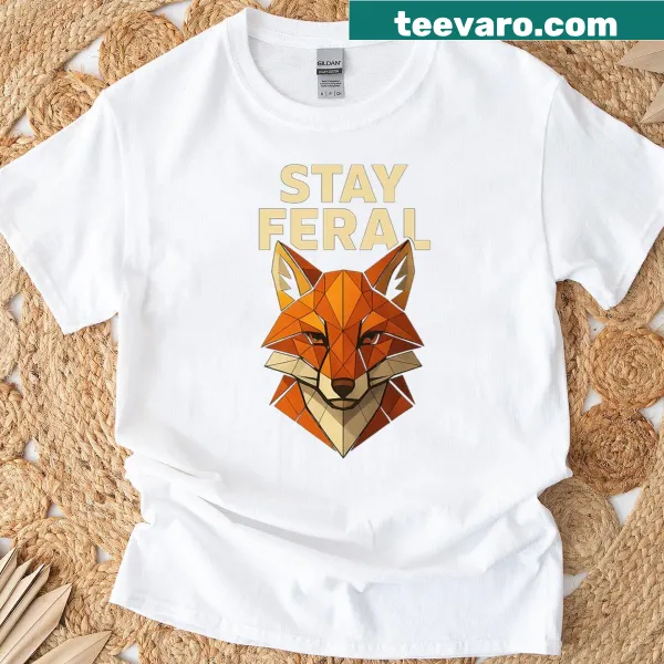 Minimal geometric fox head badge T-shirt design