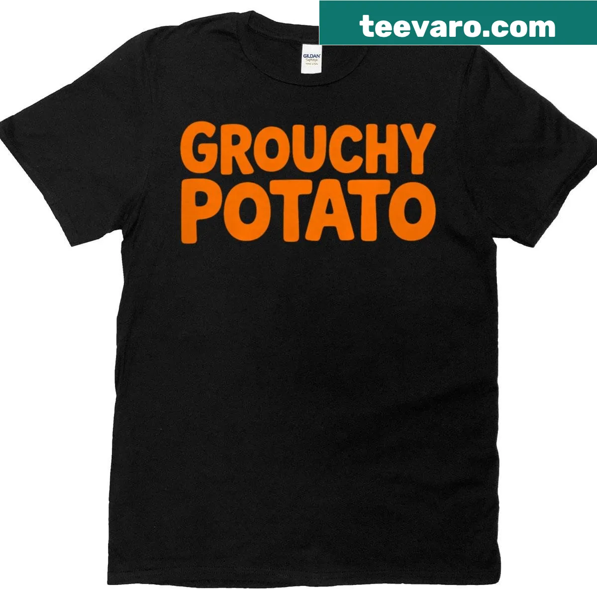 Matching Thanksgiving t-shirts with sweet potato and grouchy potato designs — on a men's t-shirt