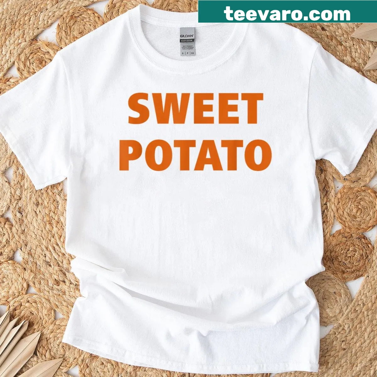 Grouchy sweet potato graphic on a Thanksgiving-themed t-shirt — on a men's t-shirt