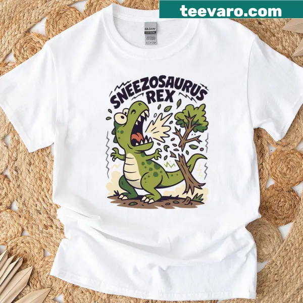 Cartoon T-rex t-shirt with humorous graphic