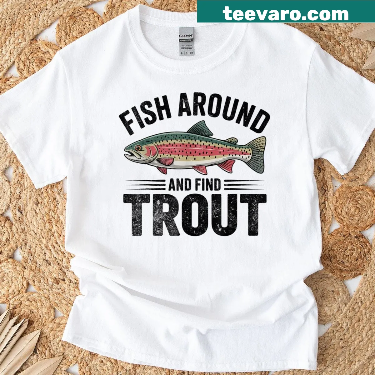 Humorous fishing-themed t-shirt with playful graphics for fishermen — on a men's t-shirt