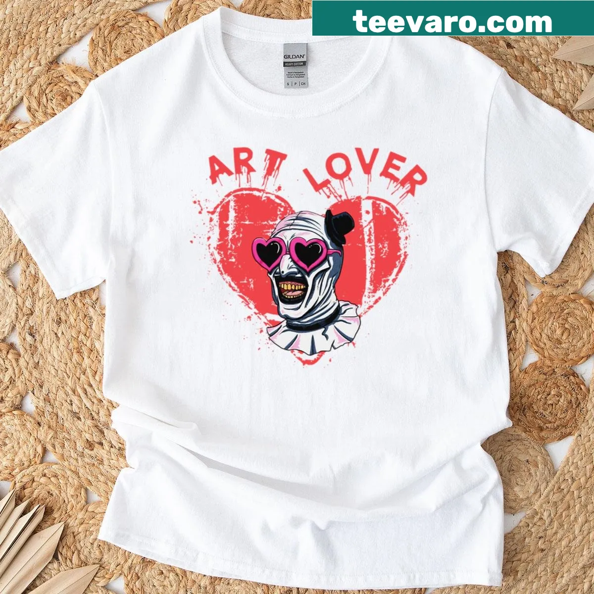 Terrifier clown illustration on a horror-themed shirt for fans — on a men's t-shirt