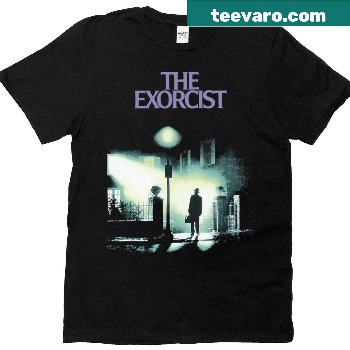 Stylish T-shirt featuring imagery from 'The Exorcist' movie — on a men's t-shirt