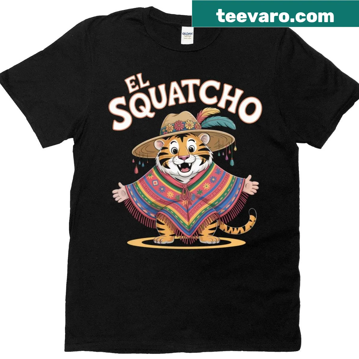 Whimsical tiger print design for a costume — on a men's t-shirt