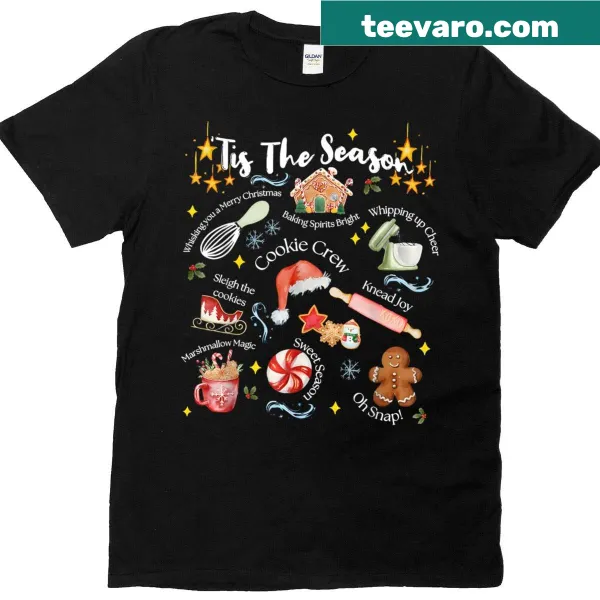 Christmas baking T-shirt with gingerbread Santa illustration