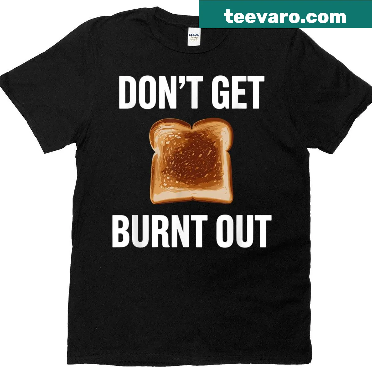 Funny breakfast-themed t-shirt with toasted bread typography — on a men's t-shirt