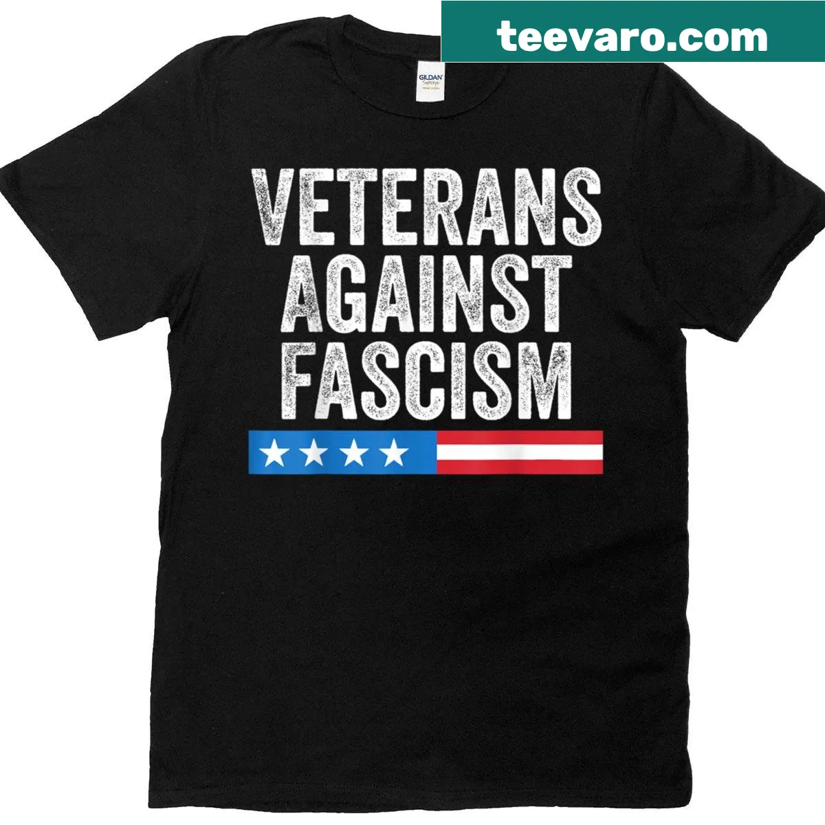 Patriotic American flag t-shirt supporting veterans — on a men's t-shirt