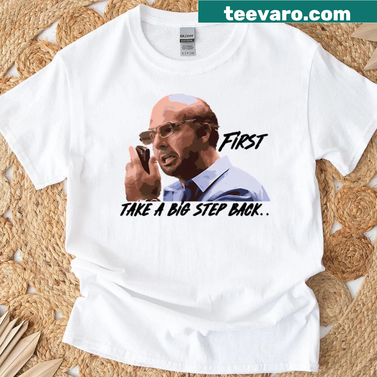 Retro 80s film themed T-shirt with vintage graphics. — on a men's t-shirt