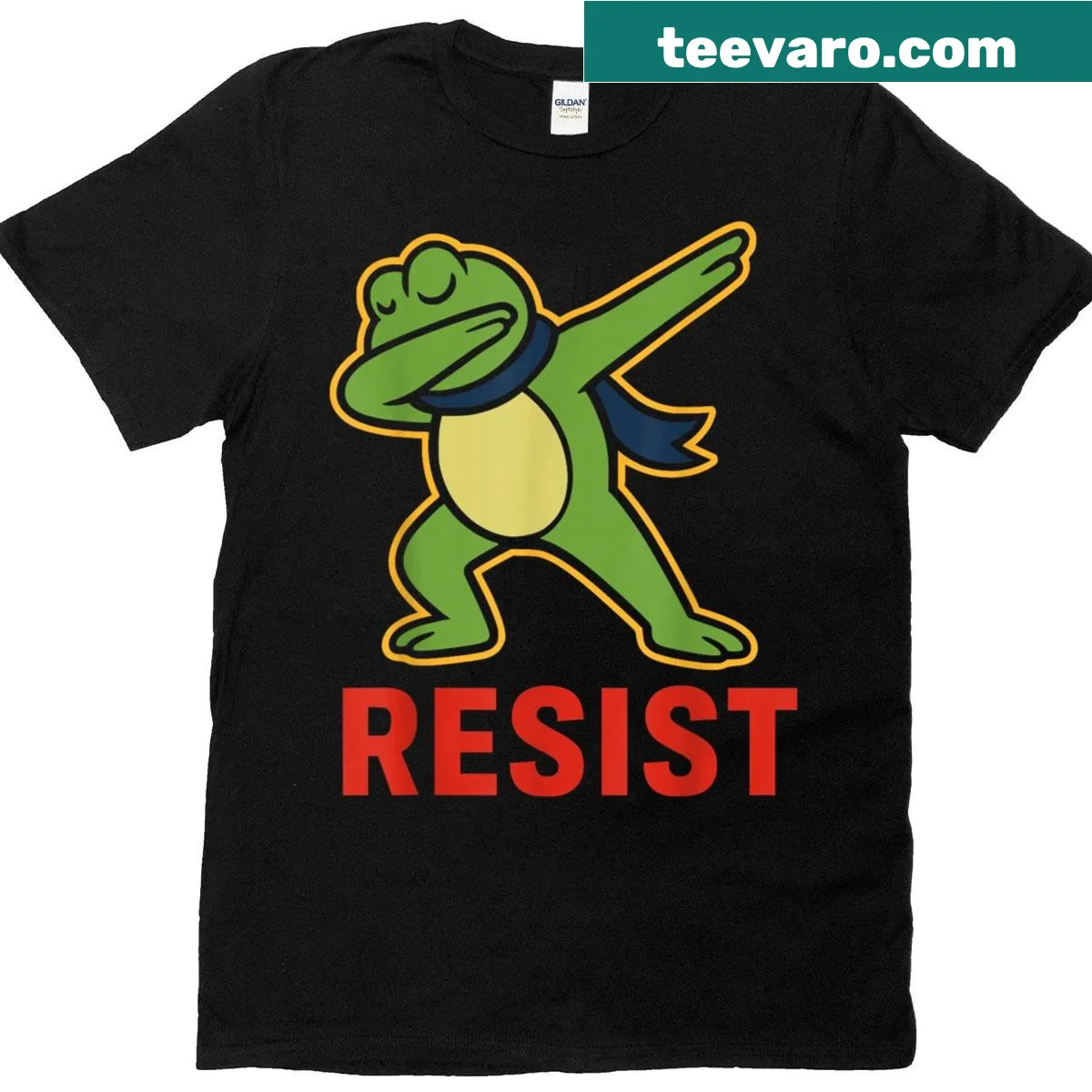 Vintage T-shirt featuring playful dabbing frog design — on a men's t-shirt