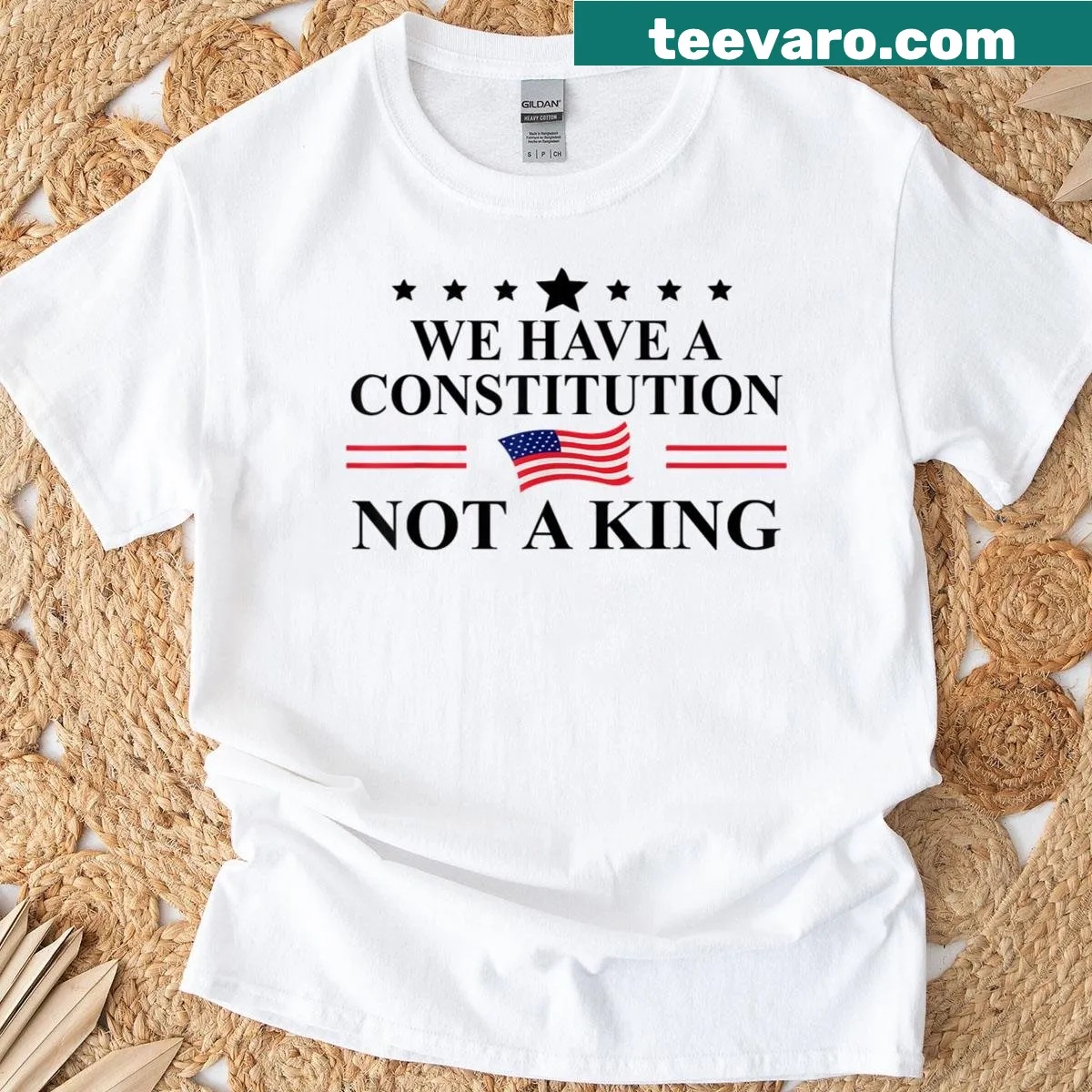 Bold T-shirt featuring a patriotic message about constitutional rights — on a men's t-shirt